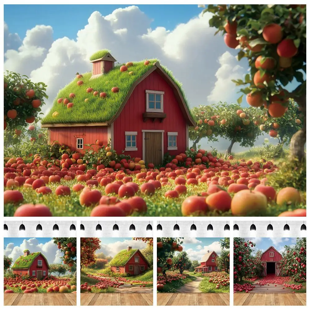 

Farm Orchard Photography Backdrop Barn House Fruit Trees Baby Kids Birthday Party Photocall Backdrop Photostudio Decor Banner