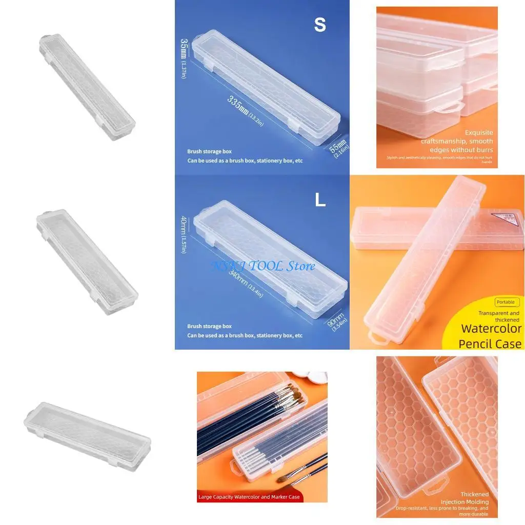 

L8RC Dustproof Plastic Storage Case with Lid Portable Water Color Pen Brush