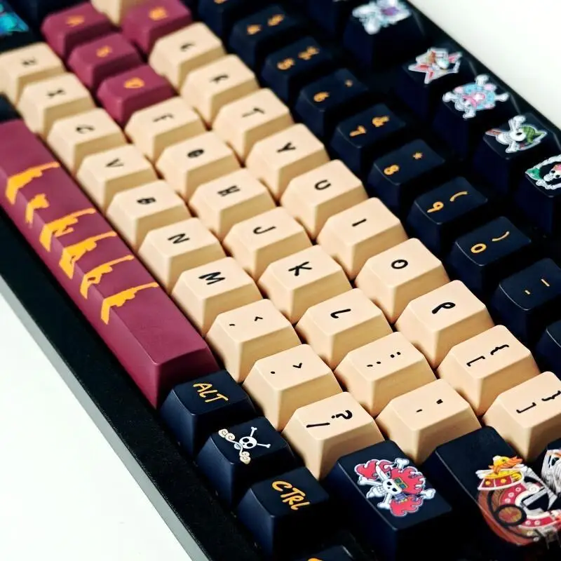 BANDAI One Piece Monkey D. Luffy Keycap Set Pbt Dye Sublimated Custom Themed Gaming Office Mechanical Keyboard Original Fashion view 2