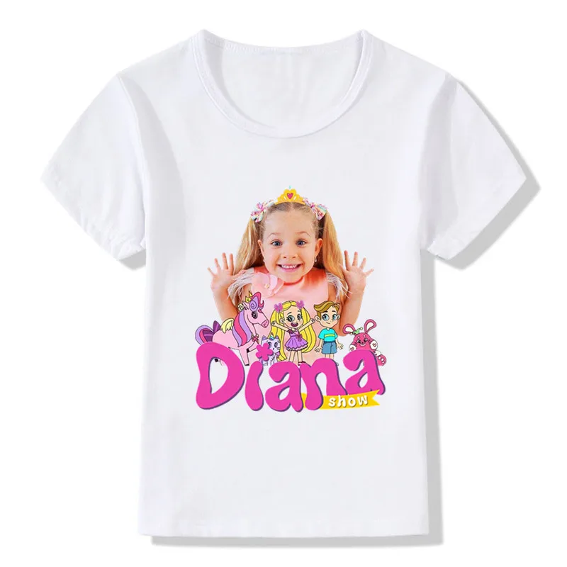 Hot Sale Diana And Roma Show Print Funny Kids T shirt Fashion Baby Girls Summer Boys Clothes Children Short Sleeve T-shirts