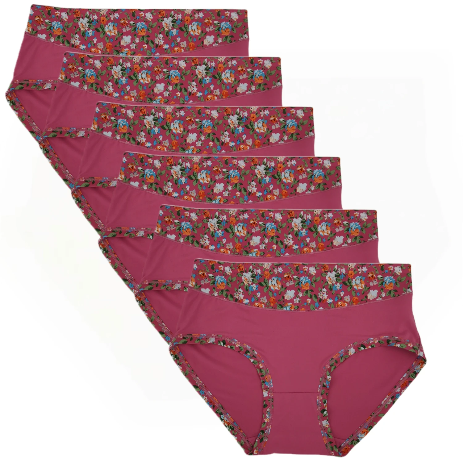 Plus size women's panties bamboo fiber briefs middle waist woman underwear panty floral printing woman panti 6pcs/lot