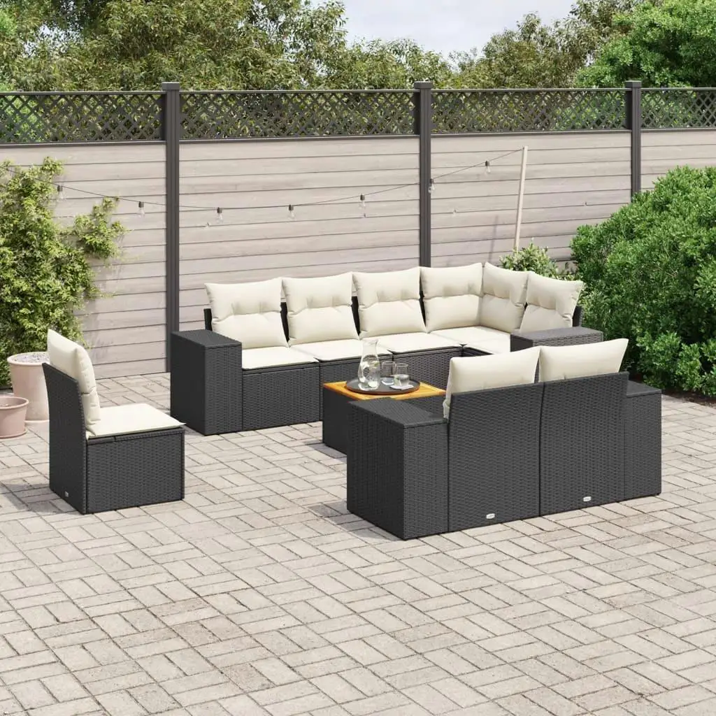 

Large Black PE Rattan Garden Sofa Set UV Resistant Outdoor Furniture Comfortable Seating for Patio Balcony Yard