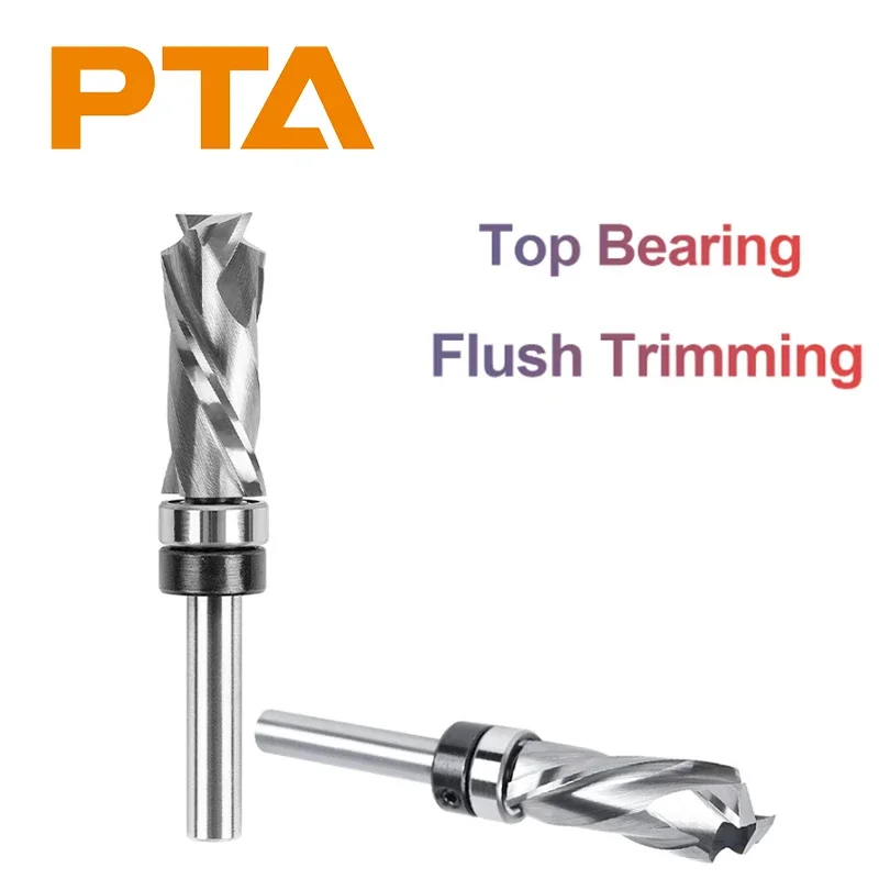 

Compression Flush Trim Router Bit 1/4in Shank Tungsten Steel Spiral Pattern Template Router Bit for Wood Carving Engraver