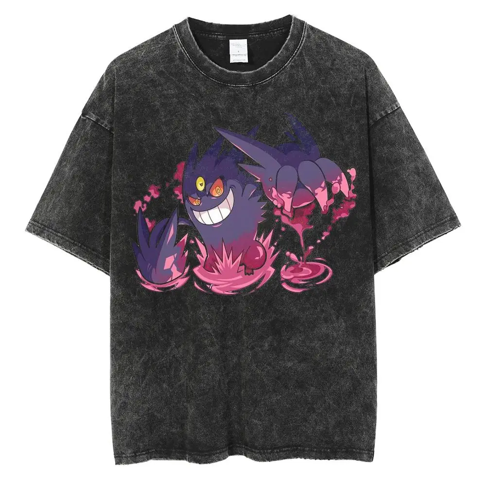 

Мужская футболка Pokemon Charizard Flare Gym Washed, летняя винтажная футболка оверсайз 2026, ретро-стиль Канто 1996, уличная одежда в стиле хип-хоп
