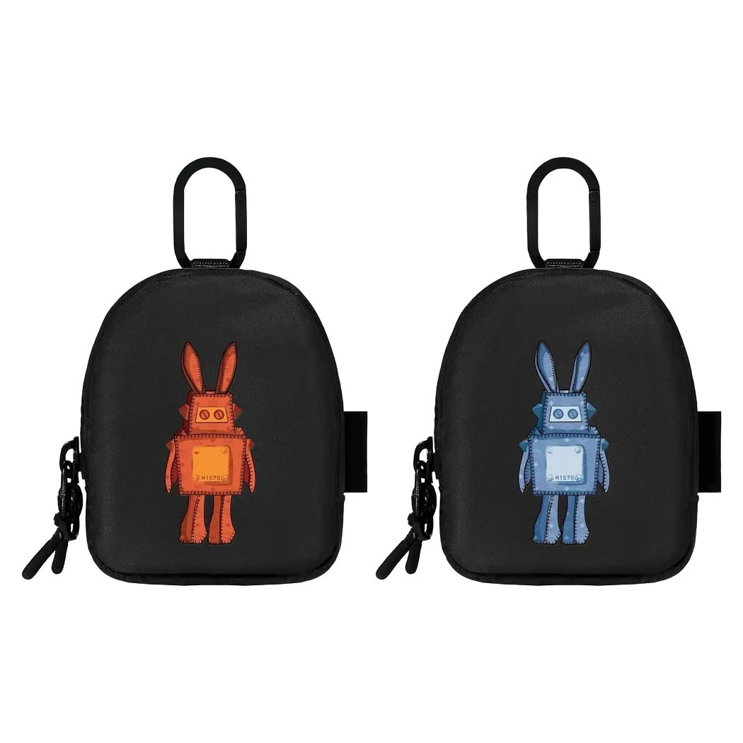 

Cartoon Robot Pattern Functional Universal Earphone Earbuds Mini Storage Zipper Bag with Hook for AirPods Galaxy Buds