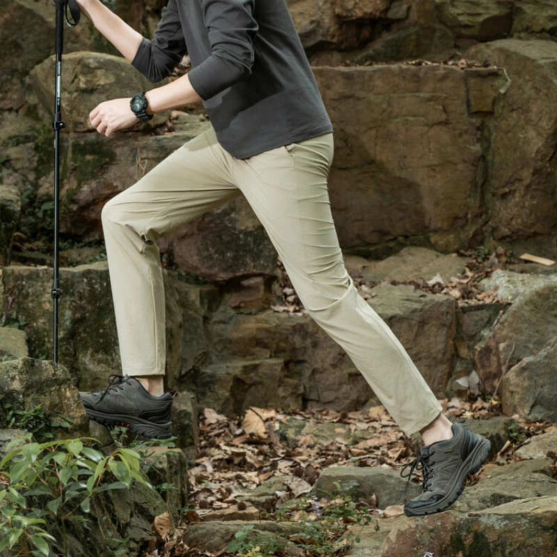 Camping Outdoor Trousers, Casual Elastic Waist Trousers, Comfortable Stretchable Straight Pants, Wear-Resistant and Waterproof