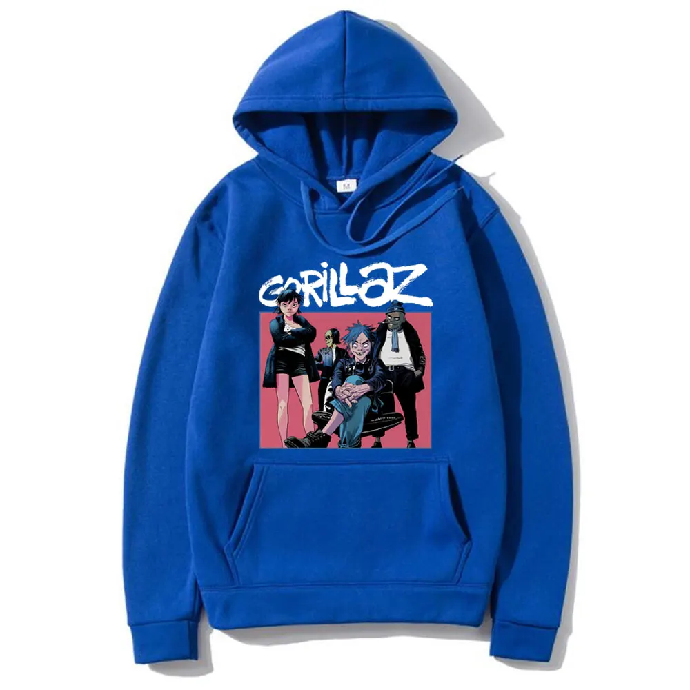 Brytyjskie wirtualne zespoły Gorillaz bluza z kapturem jesienno-zimowa męska bluza w stylu kreskówki w stylu Vintage męska bluza z kapturem Hip Hop