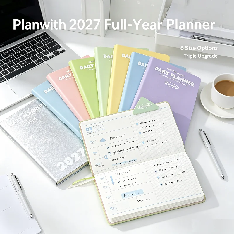 2027 Planwith Weekly Planner Notebook Annual Monthly Weekly Daily Plan Time Management Organizer Office School Stationery
