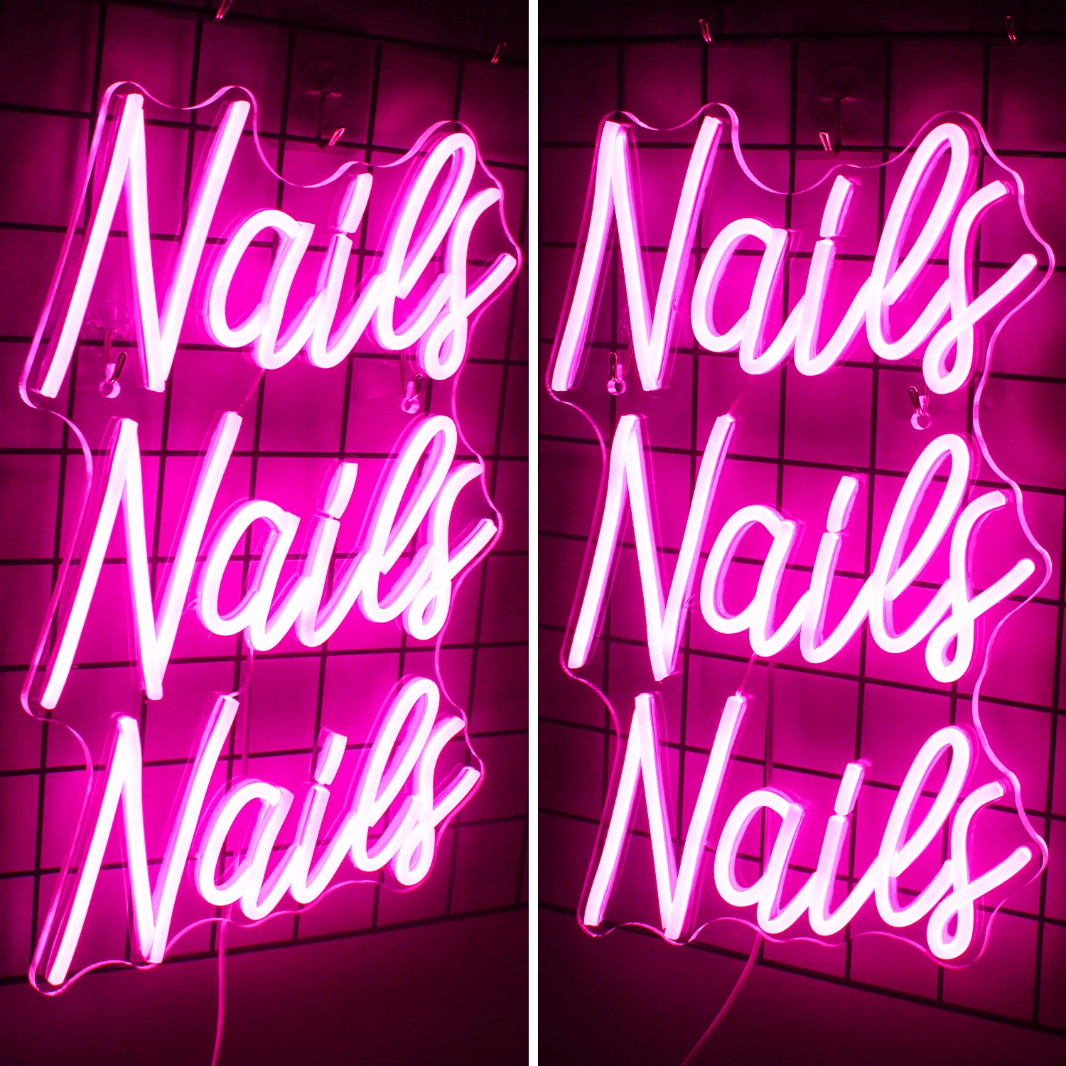 Pink Nails Neon Sign LED Nail Light up Business Sign for Salon Beauty Store Room Wall Decor 5V USB Powered Night Art