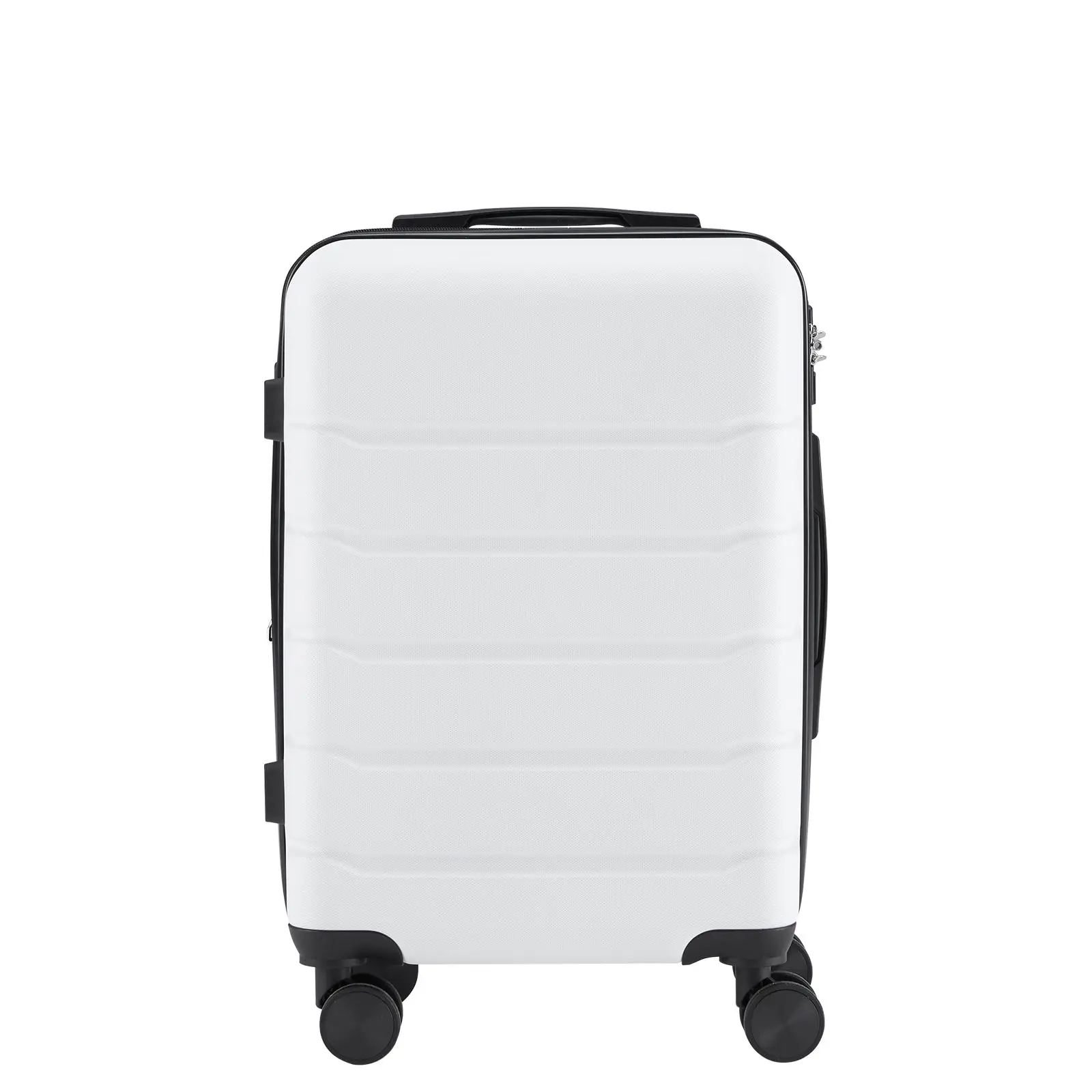 

Hard sided expand suitcase with rotating wheels, TSA lock, retractable handle, White, 20"