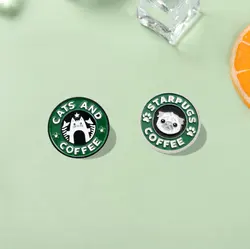 Pin Custom Pug Puppy Cat Cafe Brooches Badges Bag Shirt Lapel Pin Buckle Cute Animal Jewelry Gift for Friends Cats Coffee Enamel