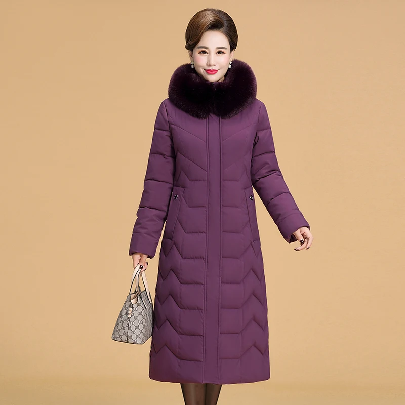 2023 Warm Winter Jacket Women Long Parkas Hooded Fur Collar Slim Thicken Down Cotton Jacket Winter Coat Woman Outerwear