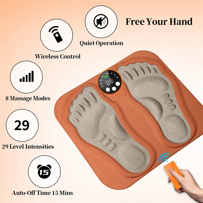 A66K-Smart Foot Massage Mat 3D Design Remote Control 29 Adjustable Levels Improves Blood Circulation And Muscle Relaxation
