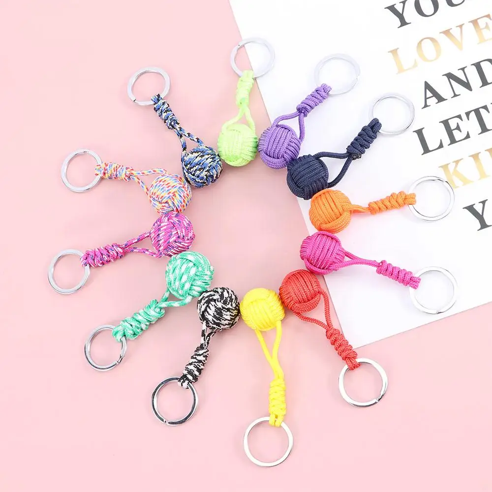 Woven Rope Keychains Bag Pendant Key Chain Holder Outdoor Survival Parachute Rope Cord Ball Pendant Car Keyring For Men Women