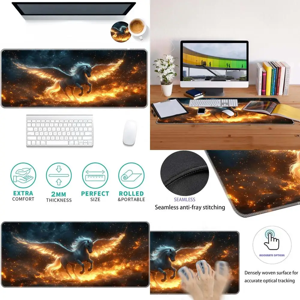

Удлиненный игровой коврик для мыши XL — размер стола 31,5 x 11,8 с противоскользящим резиновым основанием и прошитыми краями