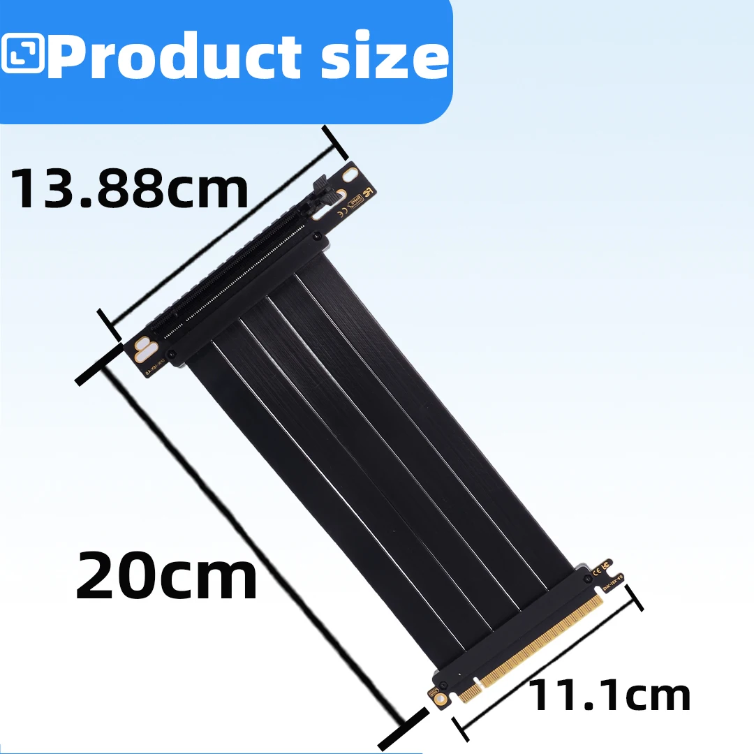 PCIE 4.0 X16 Graphics Card Extension Riser Adapter Cable 90 Degree  Gold Finger PCI-Express for GPU Server Computer 15cm / 20cm
