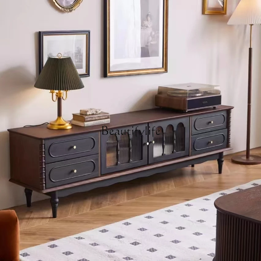 

XX39American solid wood TV cabinet French retro living room home Nordic new