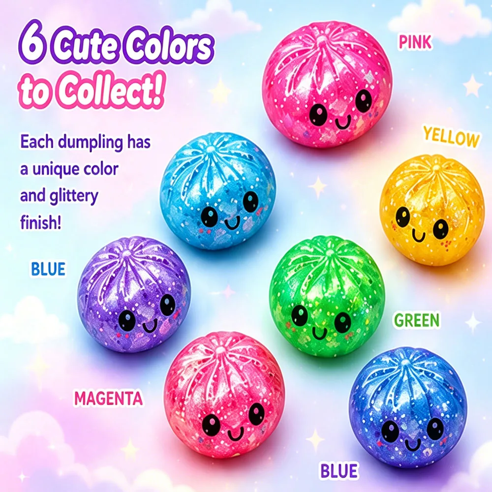 3-teiliges süßes Gesichts-Malzzucker-Bao-Bun-Squishy-Dampfgarer-Set – Mystery-Zieh- und Dehnspielzeug, sensorisches Anti-Stress-Gadget für den Schreibtisch – Detail 4