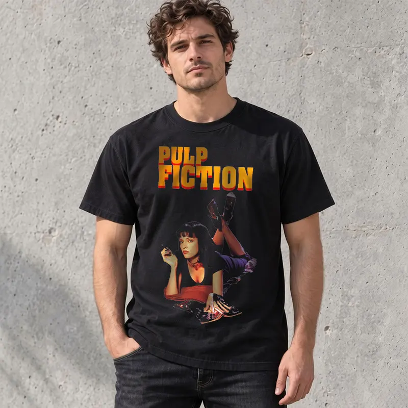 Pulp Fiction Movie Graphic T Shirt, Vintage 90s Retro Film Print Tee, Quentin Tarantino Classic Cinema Unisex Short Sleeve Shirt