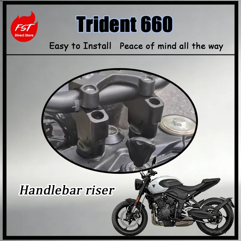 

FOR Trident 660 25mm Rise 28mm Back CNC Aluminum Handlebar Riser Premium Black Anodized - Improve Riding Comfort