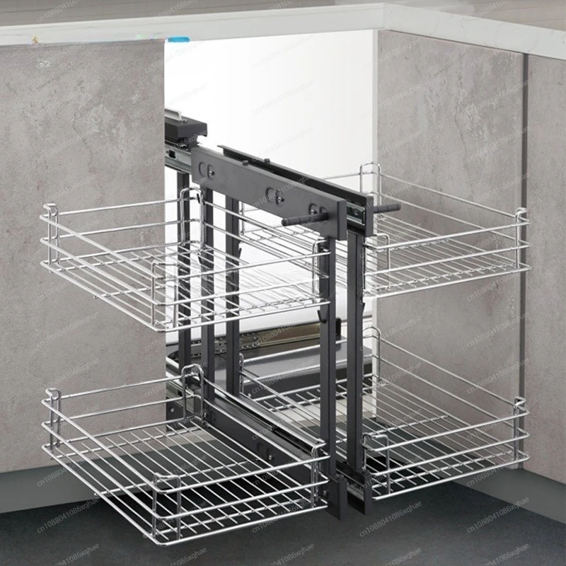 

Premium Magic Corner Kitchen Cabinet Basket, High-Quality Soft-Close Hardware with Efficient Home Storage Mechanism