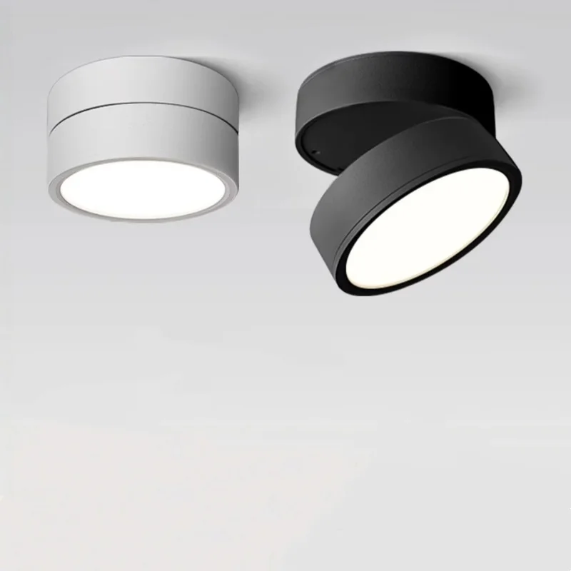 

Ultra-thin surface-mounted downlight, circular spotlight, no-hole required, adjustable angle, ceiling-mounted, suitable for corr