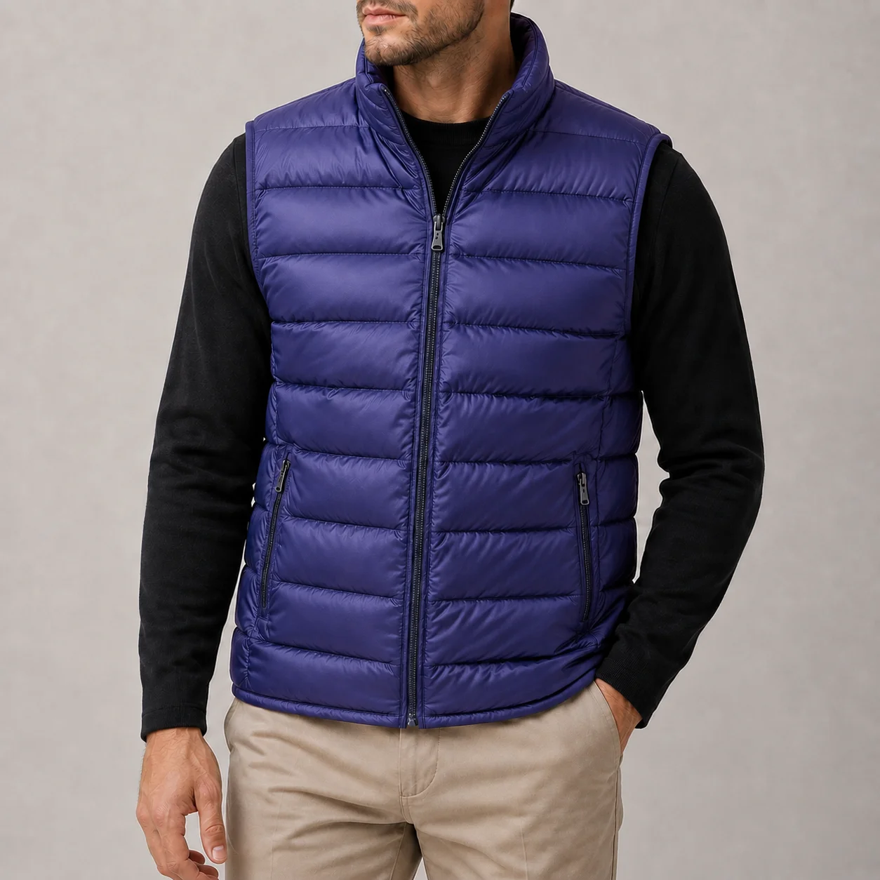 Men's Casual Ultra Light Vest 2026 Warm Cotton Padded Sleeveless Jacket Stand Collar Zip up Solid Outerwear for Autumn Winter