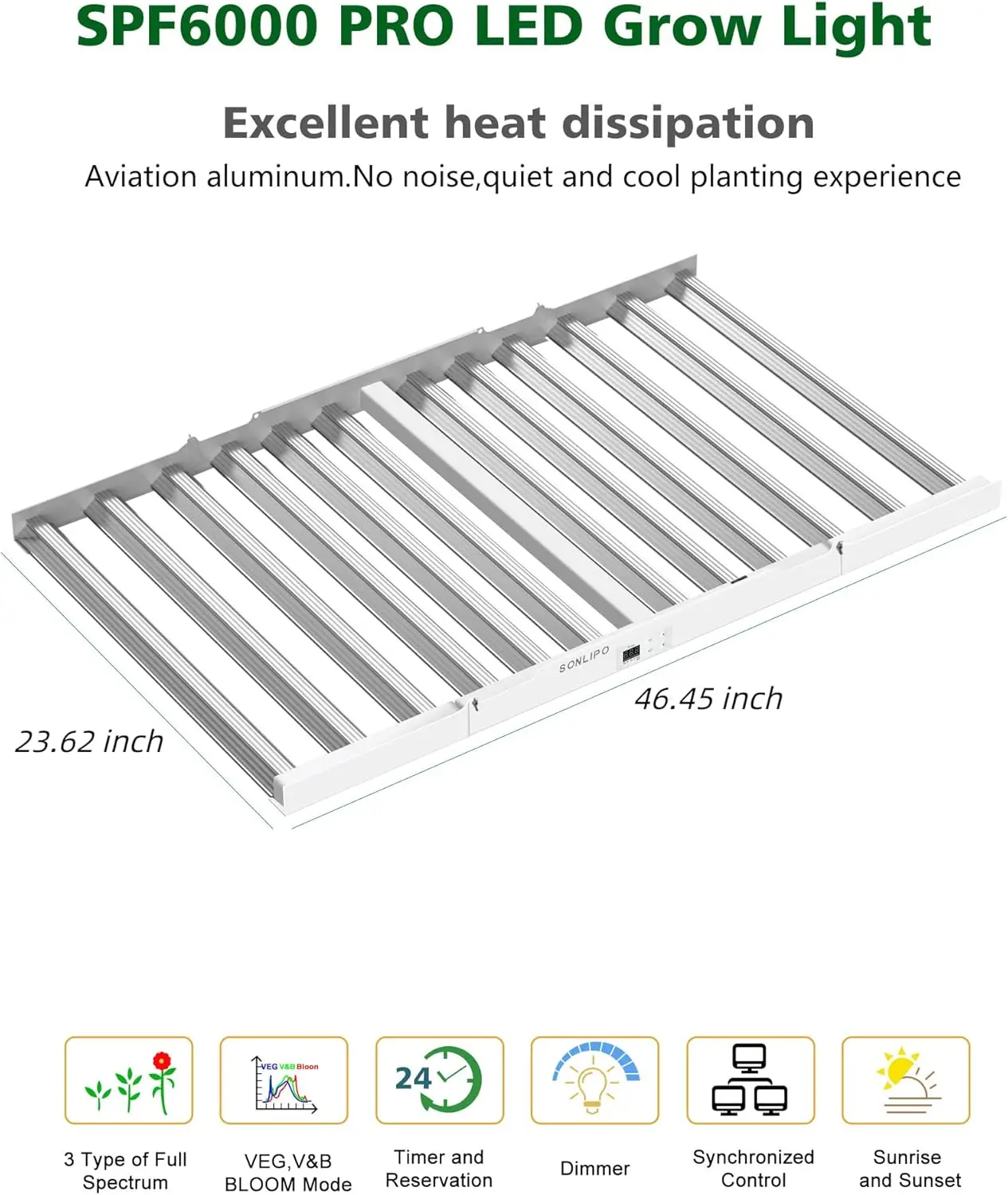 2024 Neues SPF6000 PRO 600 W LED-Wachstumslicht, 6 x 6 Fuß Abdeckung mit Gemüse- und Blüten-Dimmer-Timer, Vollspektrum-Wachstumslampen für Zimmerpflanzen