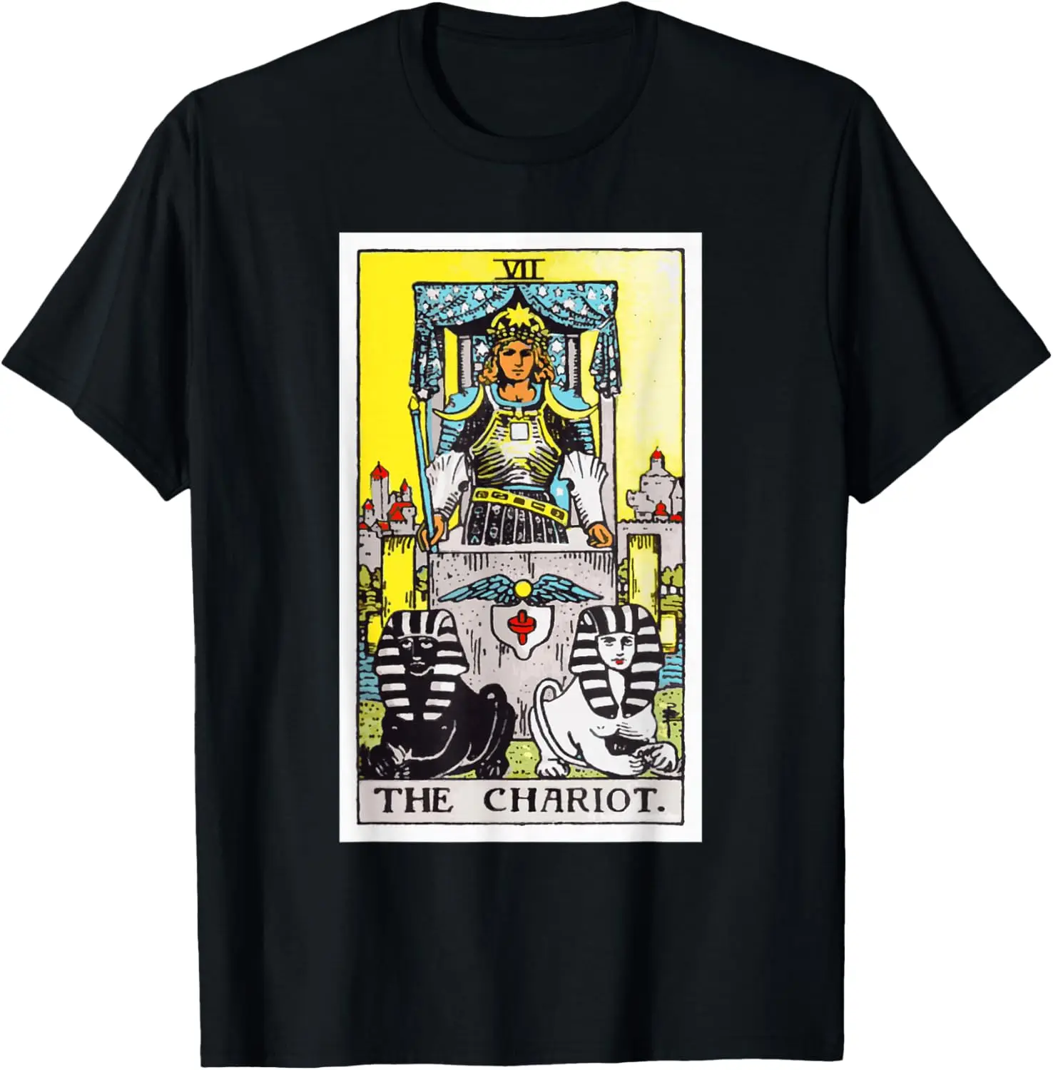 The Chariot Tarot Card T-Shirt 100% Cotton Trendy Y2K Short-Sleeve Tee-Soft, Quick-Drying, Moisture-Wicking; Ideal Sports Casual