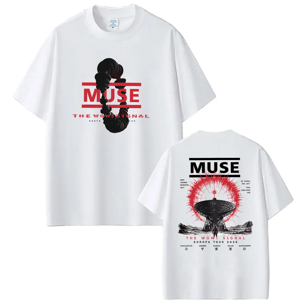 MUSE The Wow! Signal Europa Tour 2026 T-Shirt Herren Rock Band Hip Hop Punk Kleidung T-Shirts Vintage Baumwolle Kurzarm T-Shirt – Detail 4