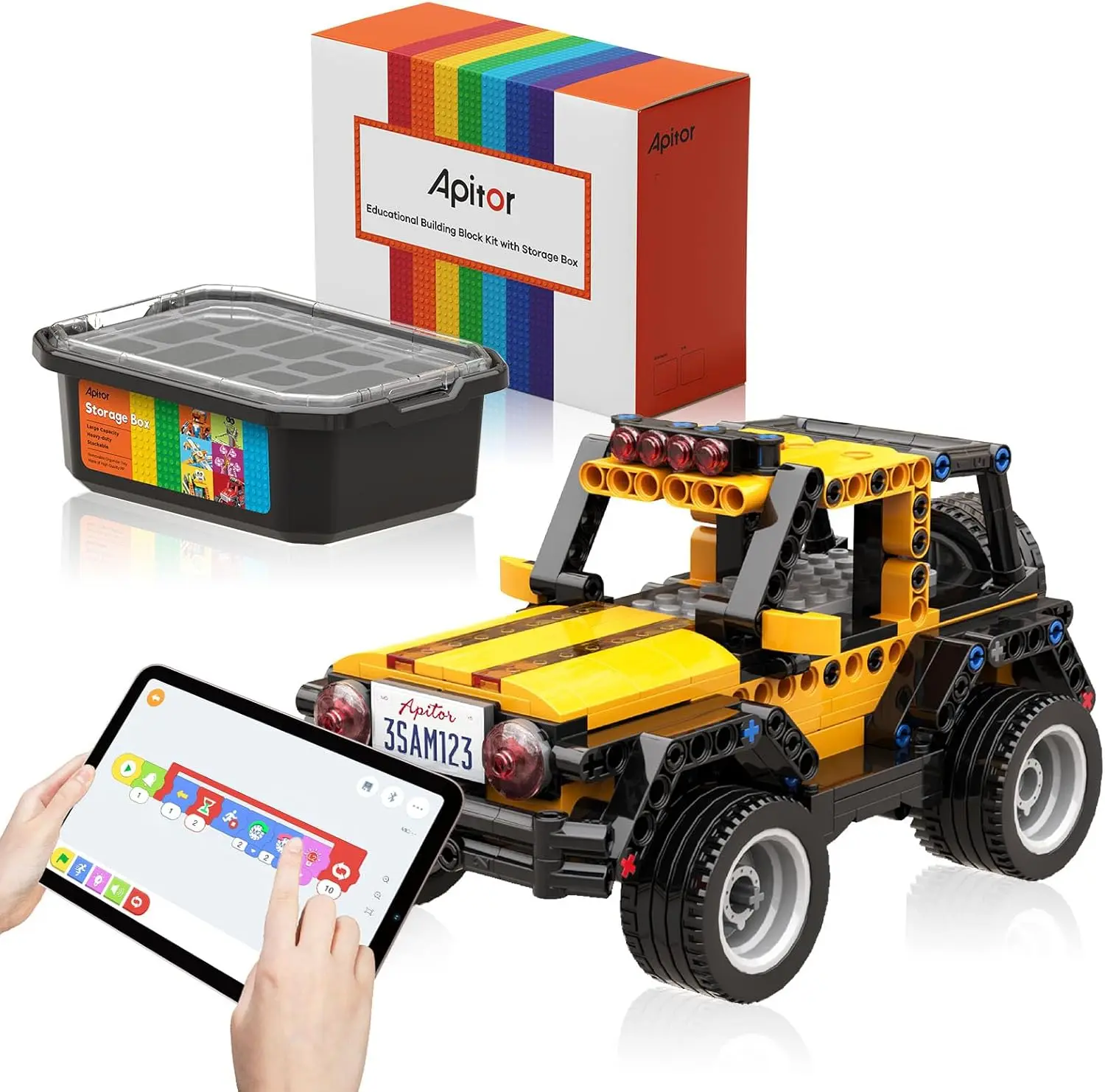 Apitor Robot R Smart Robot Bausatz und Aufbewahrungsbox 4-in-1 authentische funktionale programmierbare App-Fernbedienung Autospielzeug