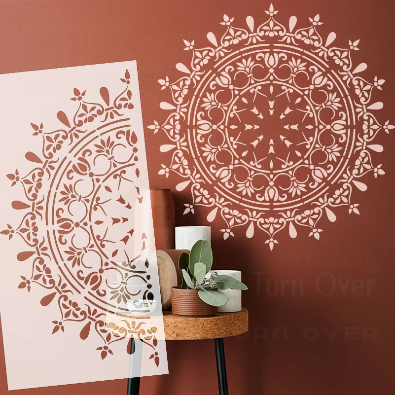 Reusable Mandala & Lotus Flower Stencil Template 40-80cm for Wall Plaster, Furniture Painting, Home Decor Art - S305