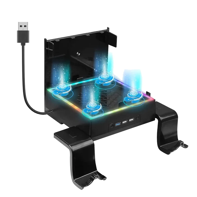 Настенное крепление BISMZ для Xbox Series X с охлаждающим вентилятором и 3-портовым USB-портом, держатель игрового контроллера, вешалка для наушников, настенная полка, кронштейн