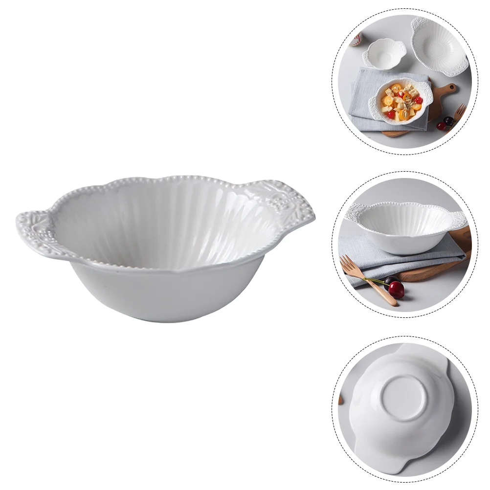 

1Pcs Salad Bowl Elegant European China Creative Food Serving Dish White for Soup Dessert Appetizer Side Dish