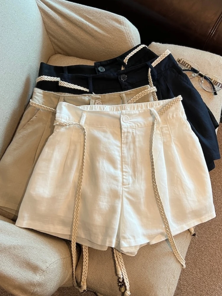 

High Waist Casual Shorts Women's Summer New Style Personality Match Slim Straight Leg Pants Self-Keeping Model Korean Version