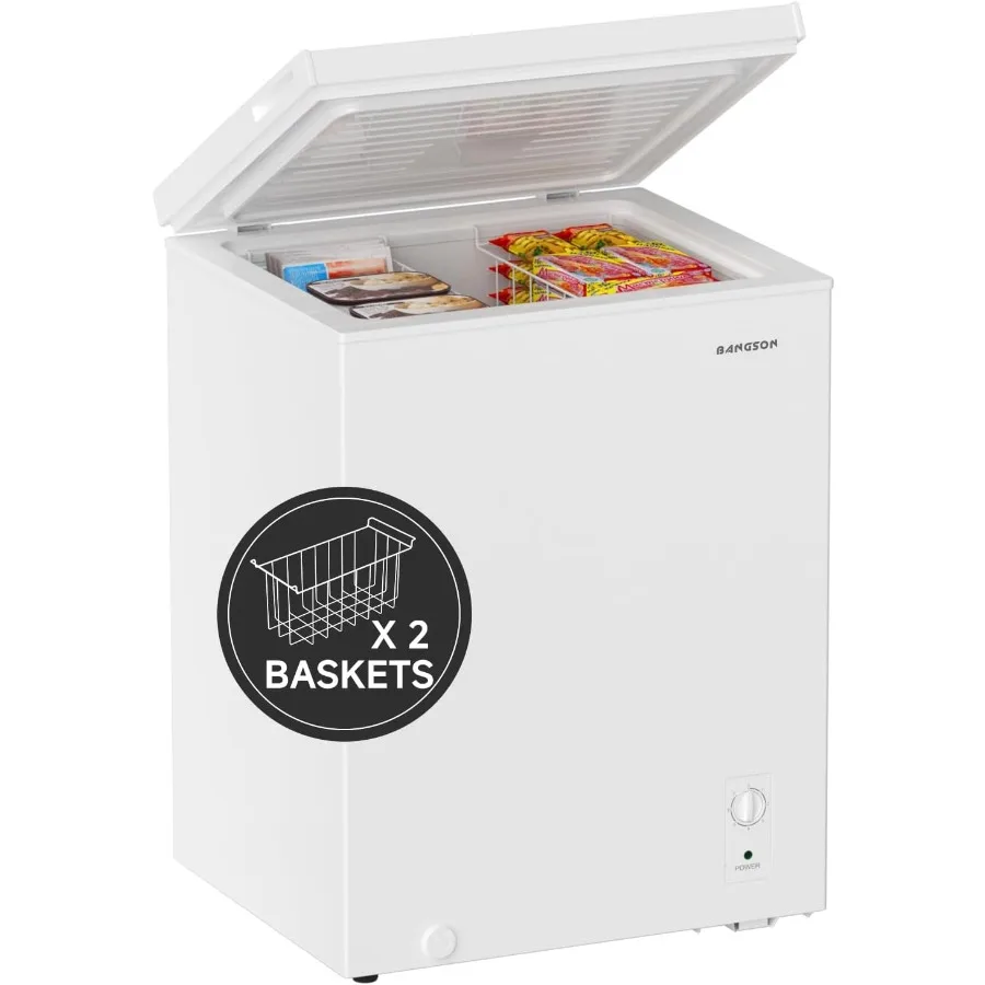 

BANGSON Chest Freezer Deep Freezer 5.0 Cu. Ft with Removable Basket Adjustable Thermostat Mini Freezer Ideal for Apartment Kitc