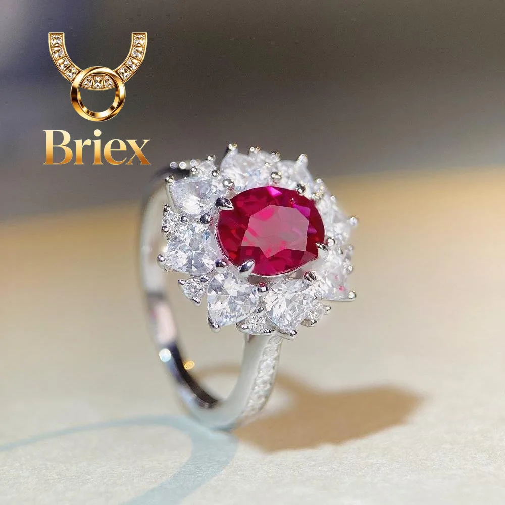 

Briex Jewelry Luxury Solid Platinum PT950 3 karat Pink Red Diamond Ring Women's Moissanite Ring