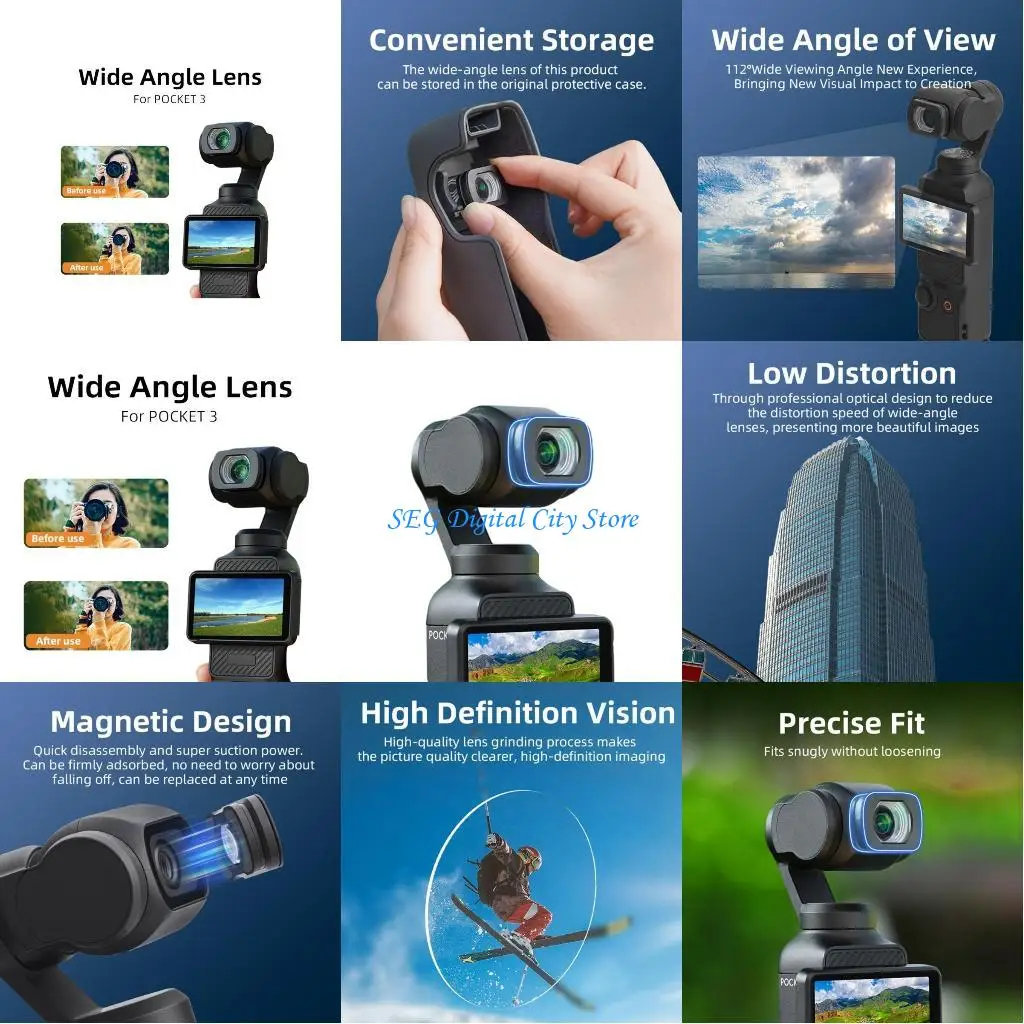 

U75B External Wide-angle Lens 0.72X 112 Degrees for Pocket 3 Gimbal Repair Accessory