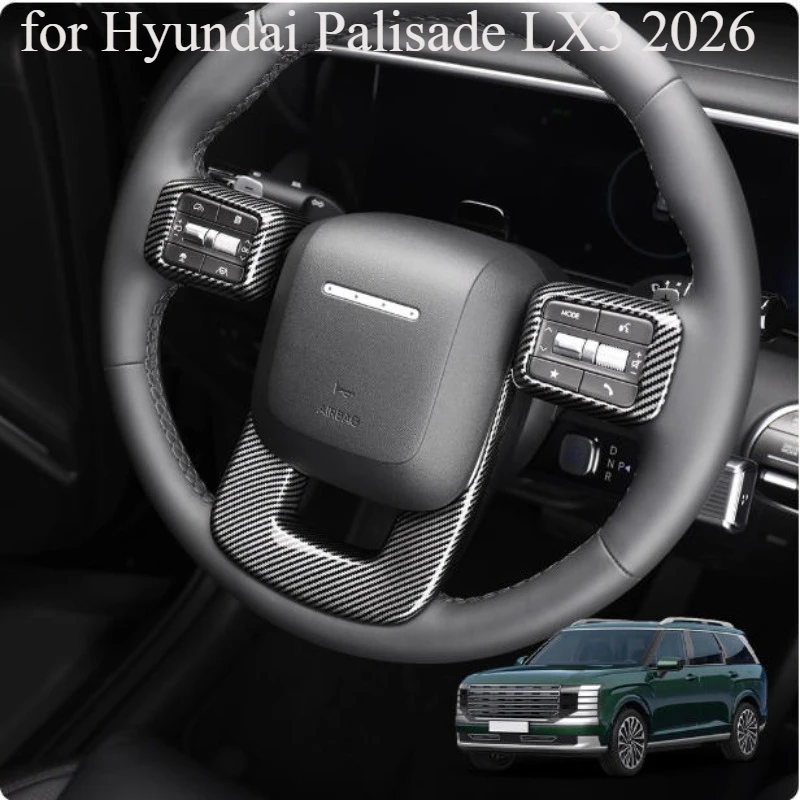 

Carbon Fiber Interior Trim Kit for Hyundai Palisade LX3 2026, Center Console & Steering Wheel Overlay, Glossy Vinyl Dash Decor