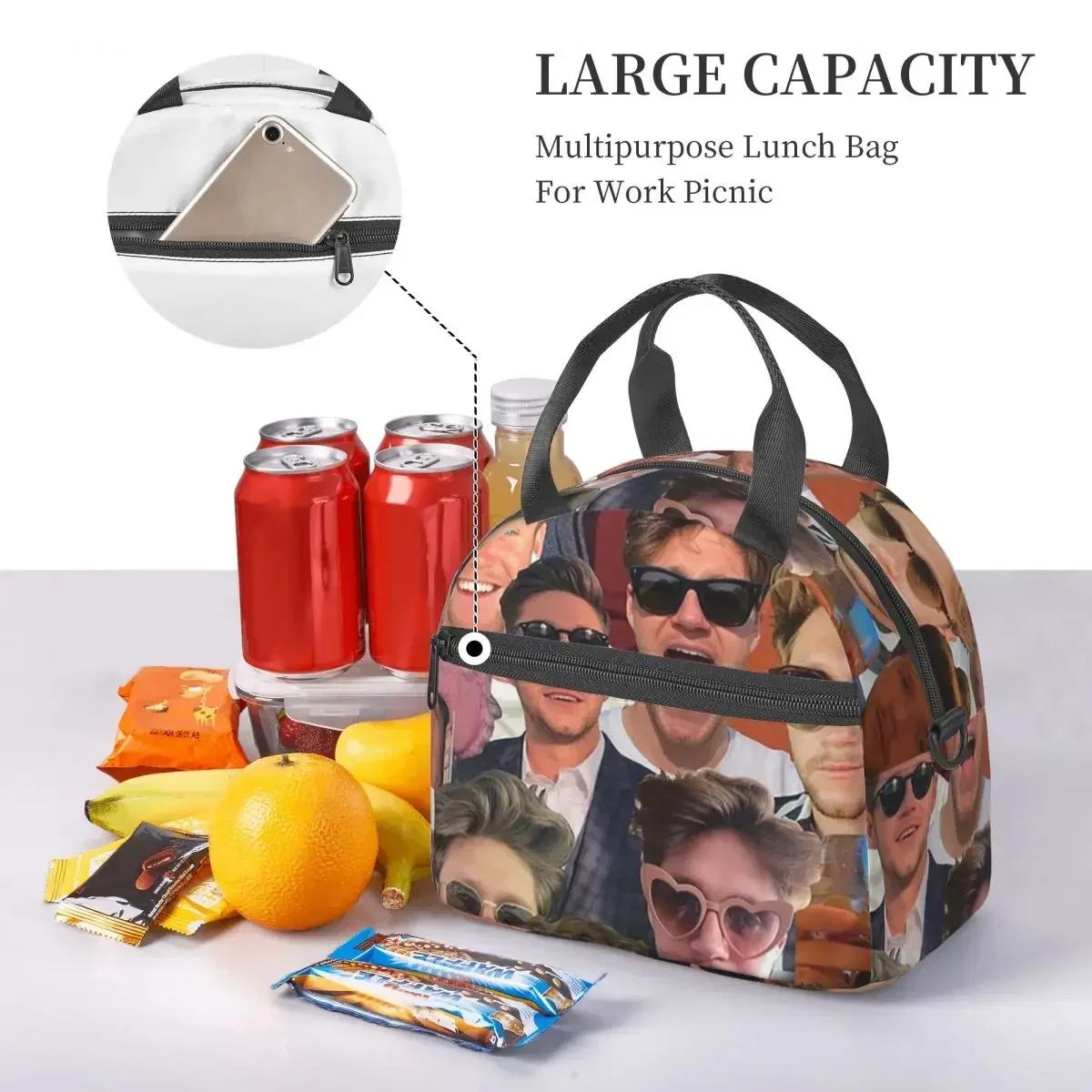 NiallHoran Photo Collage Insulated Lunch Bag for School Bento Storage Food Boxes Portable Cooler Thermal Lunch Box Tote