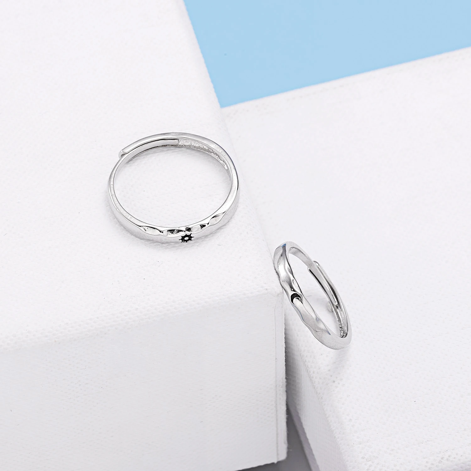 Klassischer offener Paarring mit Sonne und Mond für Damen und Herren, romantisch, schwarz, weiß, passender Fingerring-Set, Schmuck, Hochzeitstag, Geschenke – Detail 23