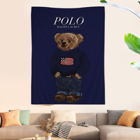 P-Poloes Cute Catoon Bear Fashion Printed Large Wall Tapestry Art Science Fiction Room Home Decor Decor Blanket