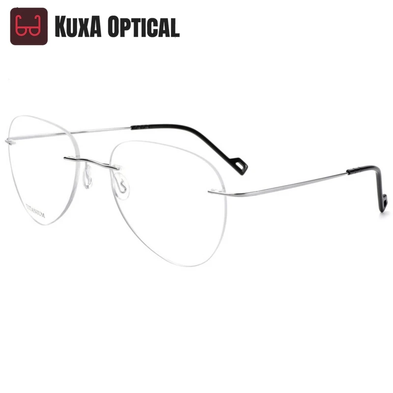 

Модные титановые очки XUKA без оправы, синие, для мужчин и женщин, в стиле «пилот», с диоптриями, блокирующие свет, с защитой от УФ400, модель RT-010A