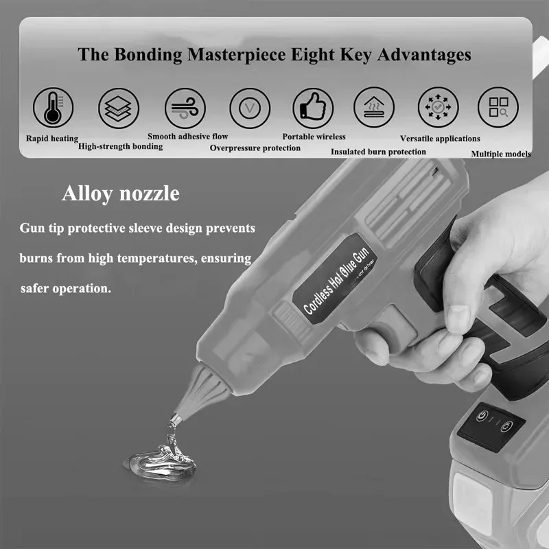 Multifunktionale kabellose Heißklebepistole mit digitaler Anzeige, kompatibel mit MWQ 18/20V Lithium-Batterien, Elektrowerkzeug. – Detail 6