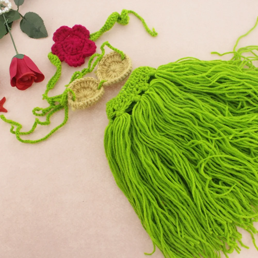 Newborn Photography Knitted Baby Grass Skirt Costume - Adorable Infant Photo Prop Set