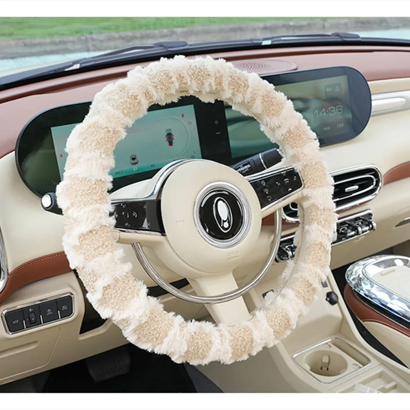 

Мягкий зимний теплый плюшевый чехол для рулевого колеса диаметром 38 см, аксессуары для интерьера автомобиля