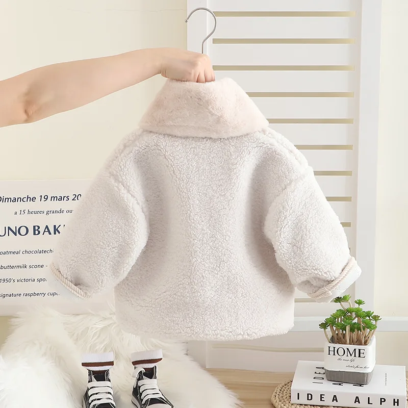 2024 Girls' Winter Clothes Coat Bear Scarf Padded Children'S Jackets Cute Outerwear For Kids Clothing Girl Long Sleeve Buttons image 2
