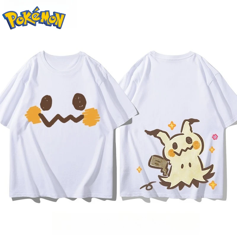 Pokémon Mimikyu Front and Rear Printed T-shirt Men's and Women's Summer New Harajuku Loose Casual Versatile Short-sleeved Top image 2