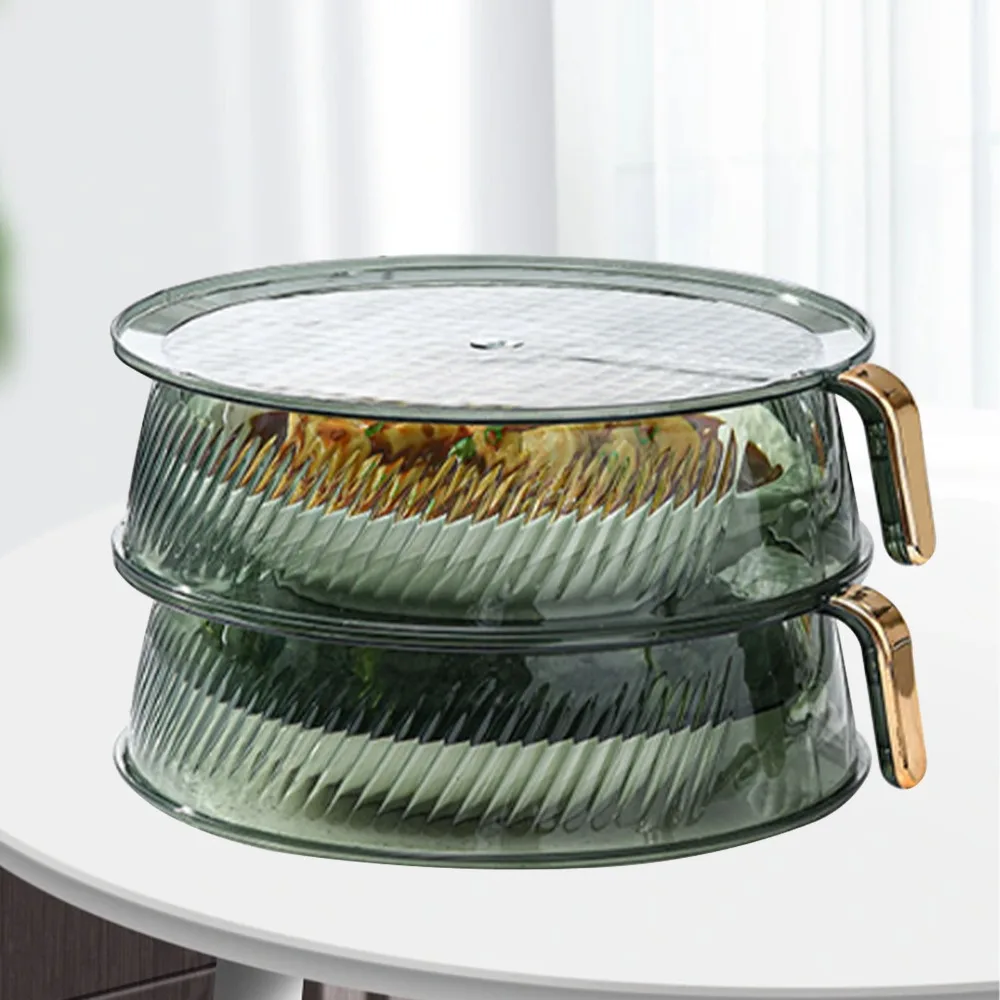 Stackable PET Insulated Food Cover 2 Layer Green Stackable Food Cover Makeup Tray Organizer Countertop Use