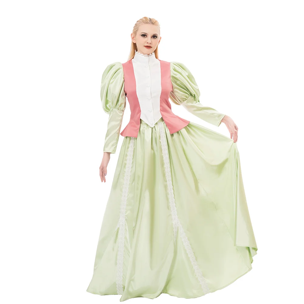 

Medieval Victorian Walking Dress Women Vintage Gothic Civil War Ball Gown Theatre Historical Stage Performance Skirts Suits